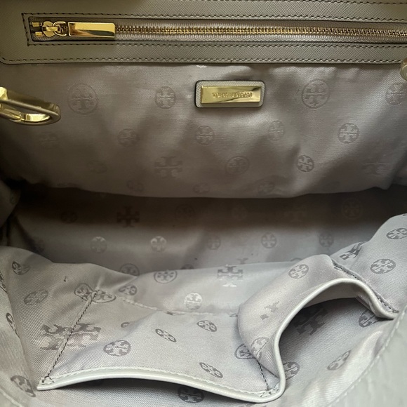 Gray Tory Burch Large Robinson Leather Satchel